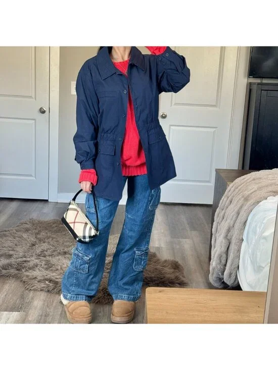 Vintage 90s Cottage Essentials Navy Blue Coat Womens Small Chore Barn Jacket - Picture 4 of 11